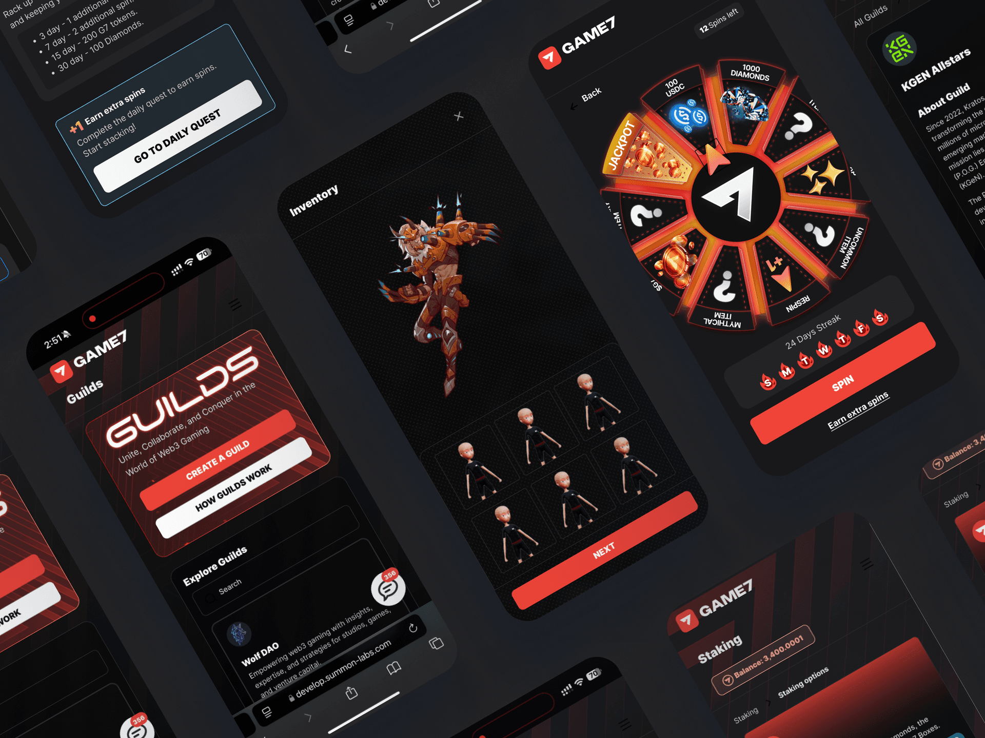 Game7 mobile screens