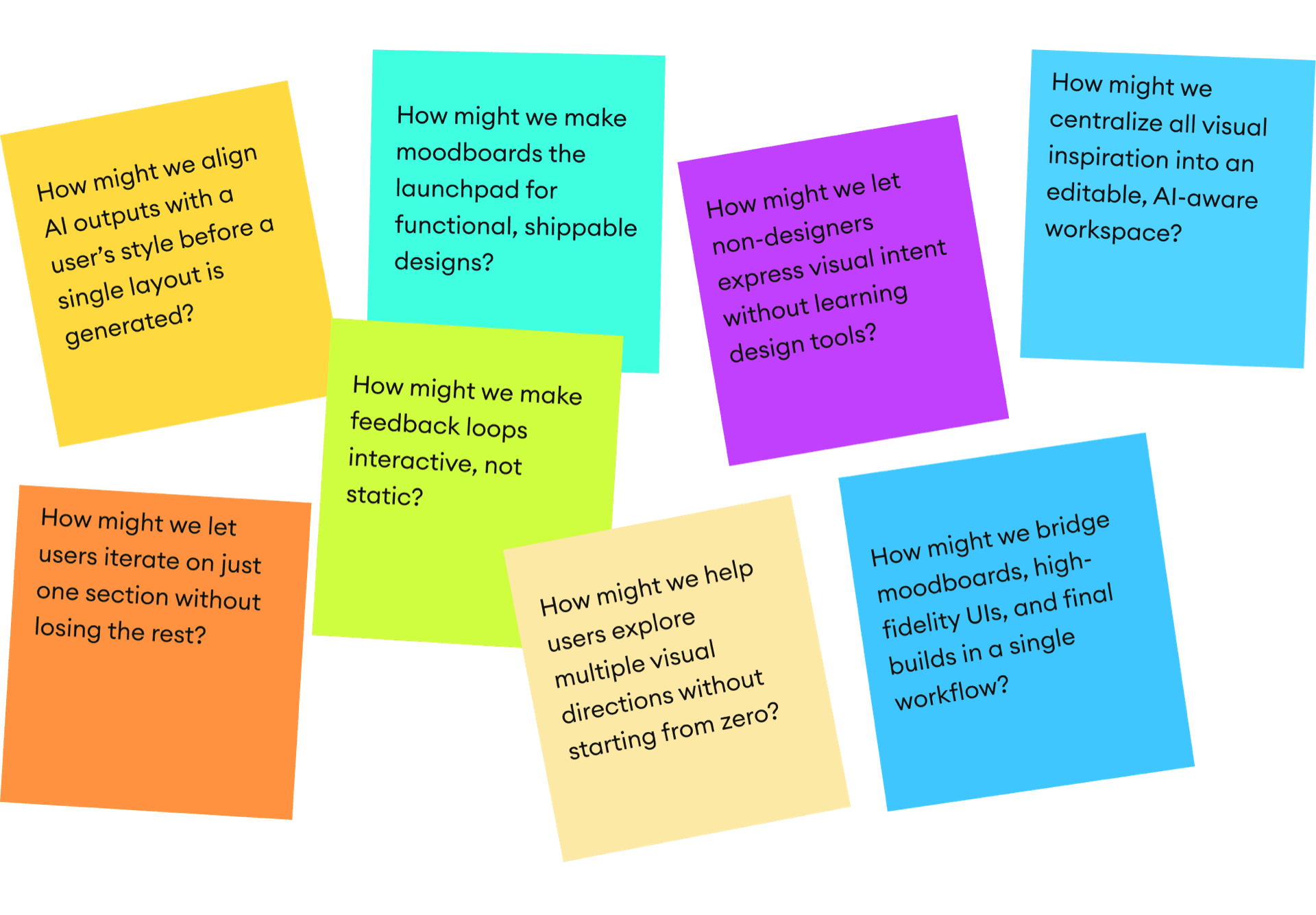 How Might We sticky-note brainstorm