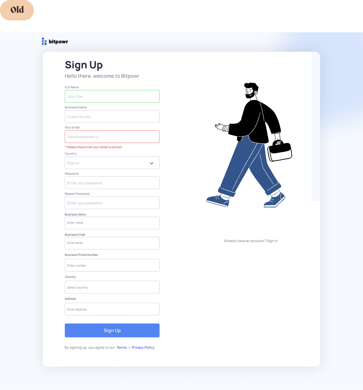 A Simpler Start (The Sign-Up Flow), before