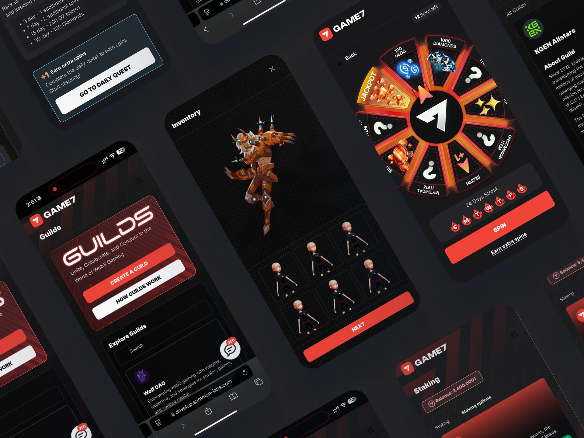 Game7 mobile screens
