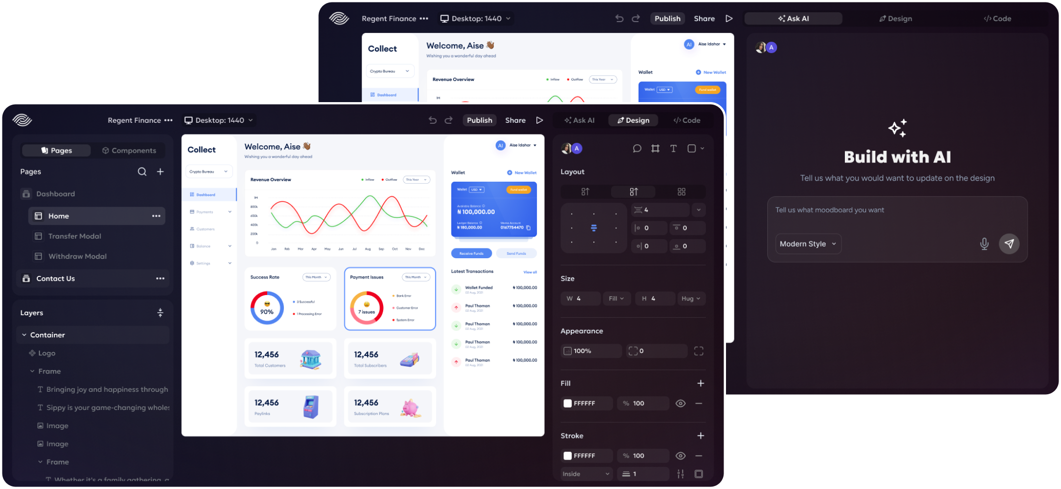 From spec to editable UI, generated layout